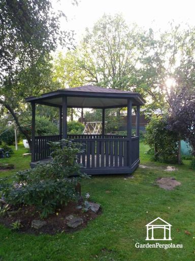Zeskantig Houten Tuinpaviljoen — Gezellig Tuinpaviljoen met Vloer en Overdekt Dak