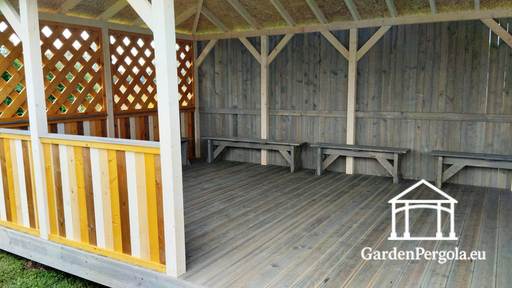 4x8 m Houten Kleuterschool Prieel — Ruim Buitenprieel met Vloer en Overdekt Dak