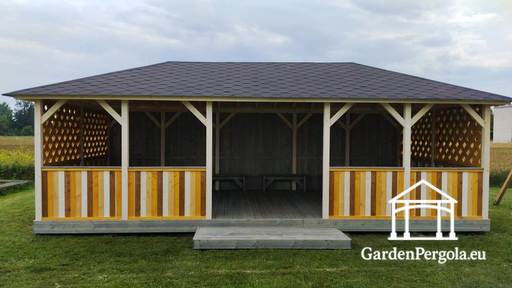 4x8 m Houten Kleuterschool Prieel — Ruim Buitenprieel met Vloer en Overdekt Dak
