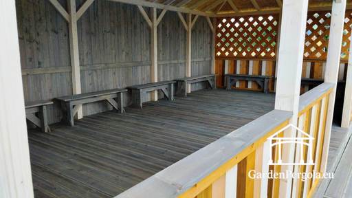 4x8 m Houten Kleuterschool Prieel — Ruim Buitenprieel met Vloer en Overdekt Dak