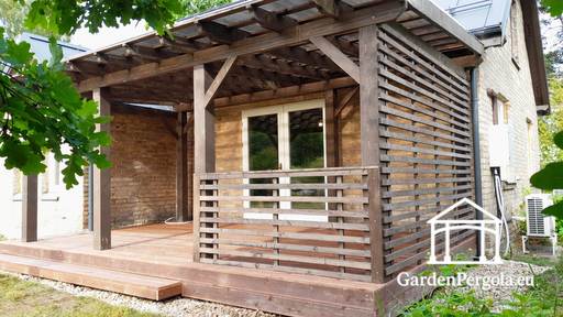 Donkerbruin duurzaam tuinpaviljoen uitbreiding 3x6m
