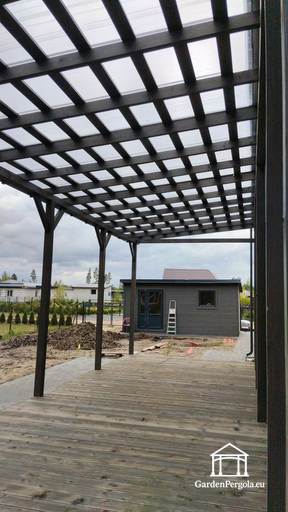 Aan huis bevestigd overkapping 3x10m polycarbonaat