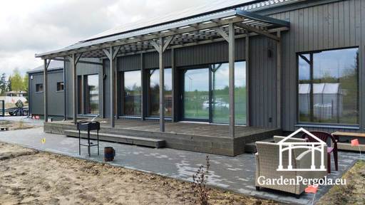 Aan huis bevestigd overkapping 3x10m polycarbonaat