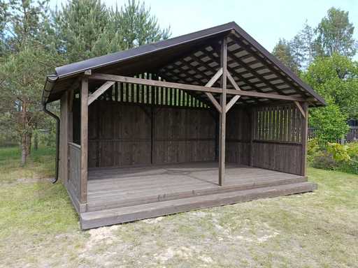 4x6 m Houten Prieel — Ruim Tuinprieel met Vloer en Zadeldak