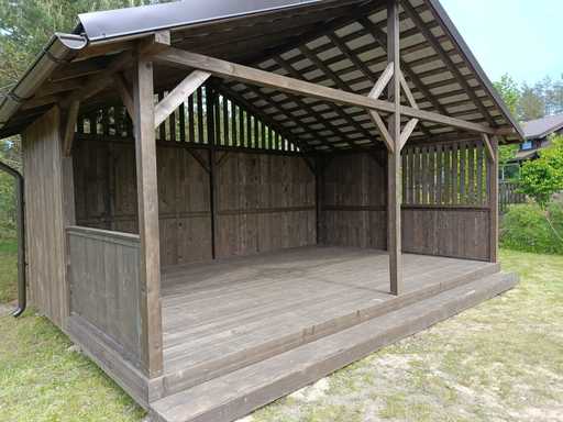 4x6 m Houten Prieel — Ruim Tuinprieel met Vloer en Zadeldak