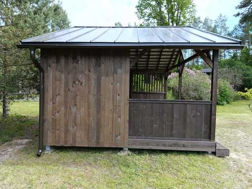 4x6 m Houten Prieel — Ruim Tuinprieel met Vloer en Zadeldak
