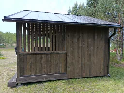 4x6 m Houten Prieel — Ruim Tuinprieel met Vloer en Zadeldak