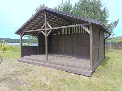 4x6 m Houten Prieel — Ruim Tuinprieel met Vloer en Zadeldak - garden gazebo pergola