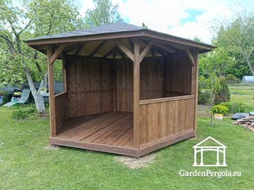 Zeskantig Houten Tuinpaviljoen — Gezellig Tuinpaviljoen met Vloer en Overdekt Dak - garden gazebo pergola