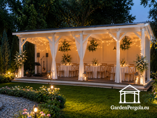 4x8 m houten tuinpaviljoen met een zadeldak - garden gazebo pergola
