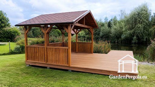3x4 m Houten Prieel met 3x4 m Terras — Gezellig Tuinprieel met Vloer en Open Terras - garden gazebo pergola