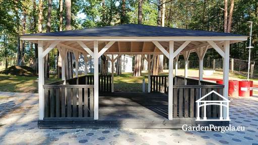5x5 m Houten Prieel — Ruim Tuinprieel met Vloer en Twee Open Ingangen - garden gazebo pergola