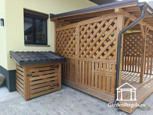 3x3.5 m Natuurlijke Houten Huisuitbreiding met 1.3x1.3 m Airconditioner Omkasting