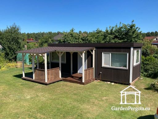 Aan het Huis Bevestigde Natuurlijke Houten Veranda met Overdekt Dak - garden gazebo pergola