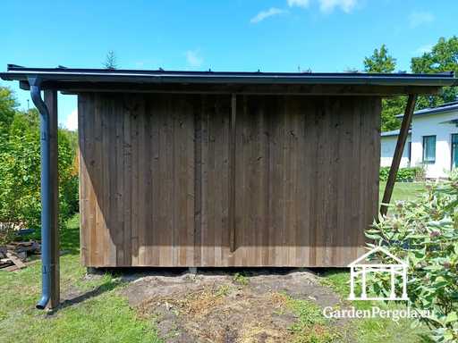 3x6 m natuurlijk houten tuinprieel bedekt met 3x4 m dak