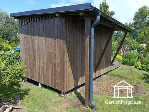 3x6 m natuurlijk houten tuinprieel bedekt met 3x4 m dak