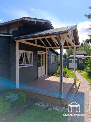 3x4 m Aan-Huis Verbonden Houten Veranda met Terras en Overdekt Dak