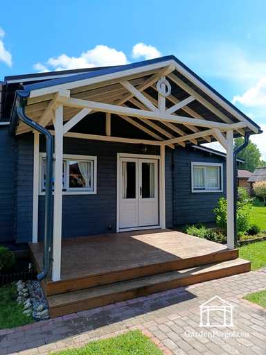 3x4 m Aan-Huis Verbonden Houten Veranda met Terras en Overdekt Dak - garden gazebo pergola