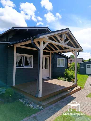 3x4 m Aan-Huis Verbonden Houten Veranda met Terras en Overdekt Dak