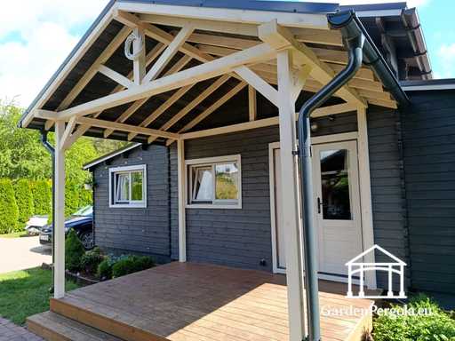 3x4 m Aan-Huis Verbonden Houten Veranda met Terras en Overdekt Dak