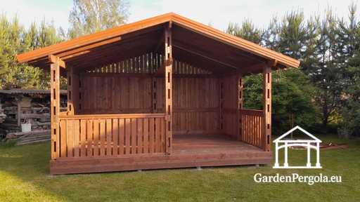 4x6 m Bruine Houten Tuinpaviljoen - garden gazebo pergola