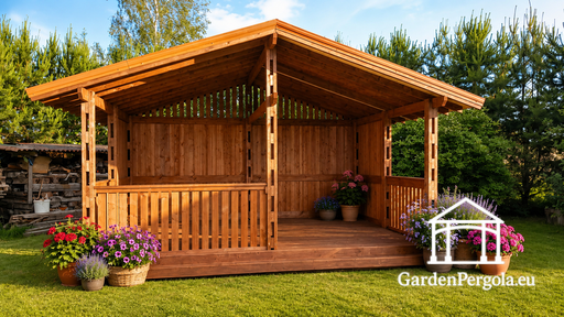 4x6 m Bruine Houten Tuinpaviljoen