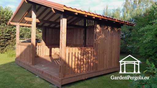 4x6 m Bruine Houten Tuinpaviljoen