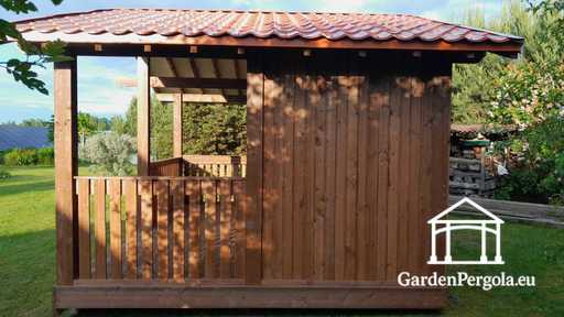 4x6 m Bruine Houten Tuinpaviljoen