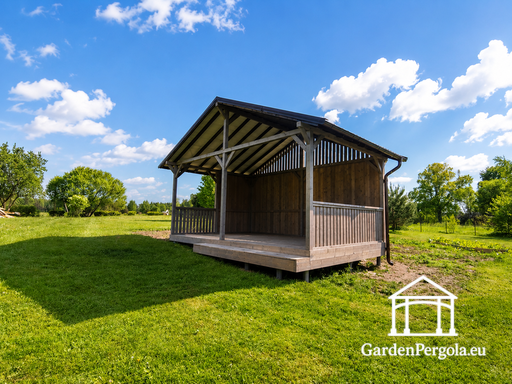 4x6 m Grijze Houten Tuinpaviljoen met Stap - garden gazebo pergola