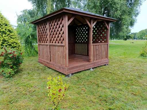 3×3 m Bruine Houten Tuinpaviljoen met Vloer