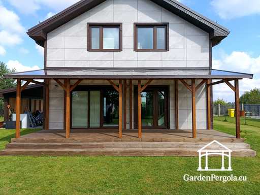 Natuurlijke 2,4 x 9 m houten veranda zonder terras - garden gazebo pergola
