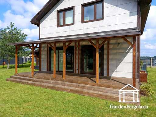 Natuurlijke 2,4 x 9 m houten veranda zonder terras