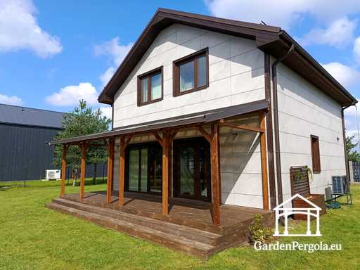 Natuurlijke 2,4 x 9 m houten veranda zonder terras