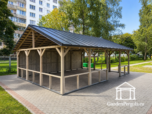 6x8 m natuurlijk houten prieel zonder vloer - garden gazebo pergola
