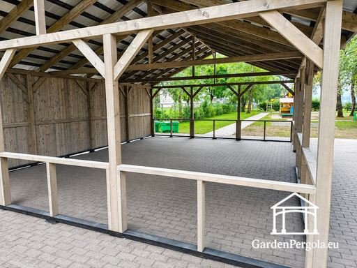 6x8 m natuurlijk houten prieel zonder vloer