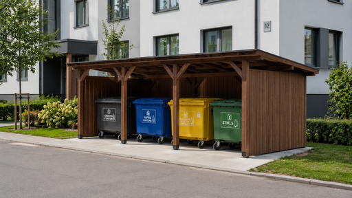 Afvalcontainerschuilplaatsen voor flatgebouwen – Waarom een 3x5 m houten vuilnisbakopslag een praktische keuze is