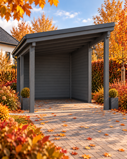 Houten carport 4 × 4,5 m met een lessenaarsdak - garden gazebo pergola