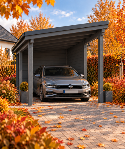 Houten carport 4 × 4,5 m met een lessenaarsdak