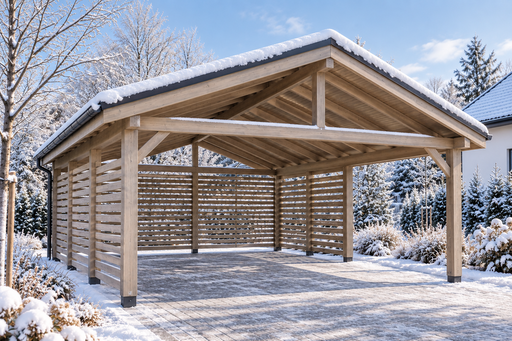 4,5 × 5 m houten carport met metalen zadeldak - garden gazebo pergola
