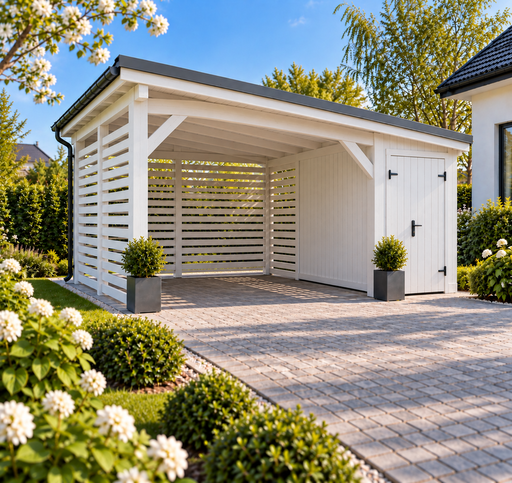 4x4,5 m houten carport met een kleine opslagruimte - garden gazebo pergola