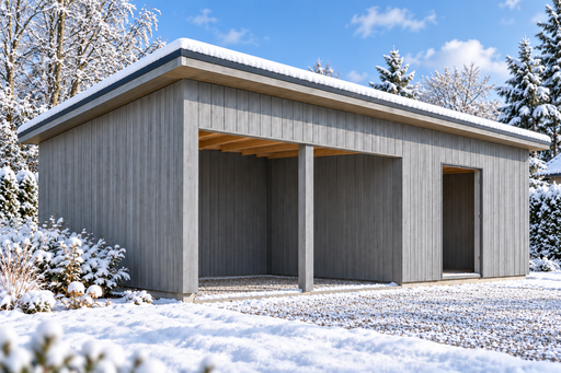 4 × 6 m houthok-tuinberging met lessenaarsdak