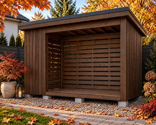 2 × 3 m houten houthok met lessenaarsdak