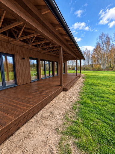 13 x 3 m natuurlijk houten terras met trede - garden gazebo pergola