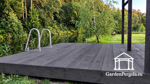 3 x 5 m houten terras bij het zwemgedeelte - garden gazebo pergola