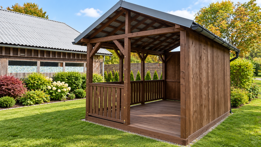3x5 m Bruine Houten Tuinpaviljoen met Zadeldak
