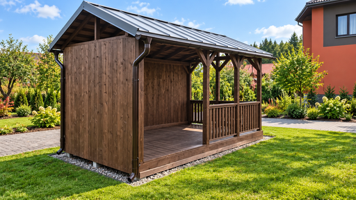 3x5 m Bruine Houten Tuinpaviljoen met Zadeldak - garden gazebo pergola