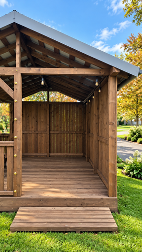 3x5 m Bruine Houten Tuinpaviljoen met Zadeldak