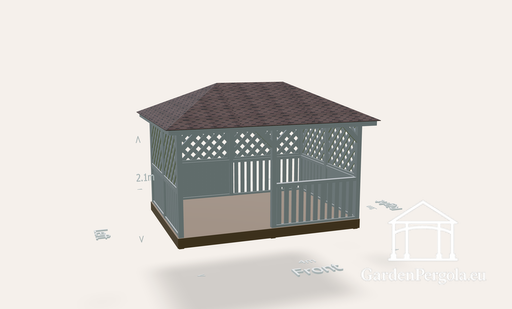 Tuinhuis 3x4m met bruin shingles vierzijdig dak